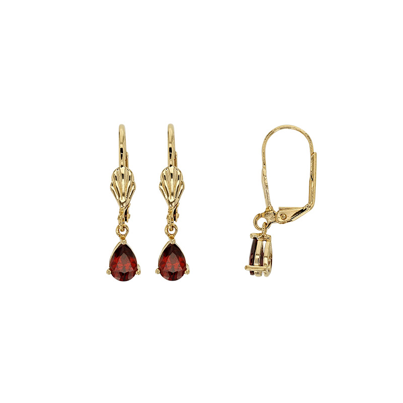 Red Pear Zirconia Earrings